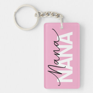 エレガントPink NANA Keychain – スクリプトモダンおばあちゃん キーホルダー