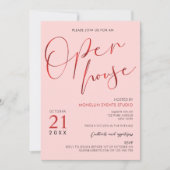 エレガントPink & Red Script Logo Business Open House 招待状 (正面)