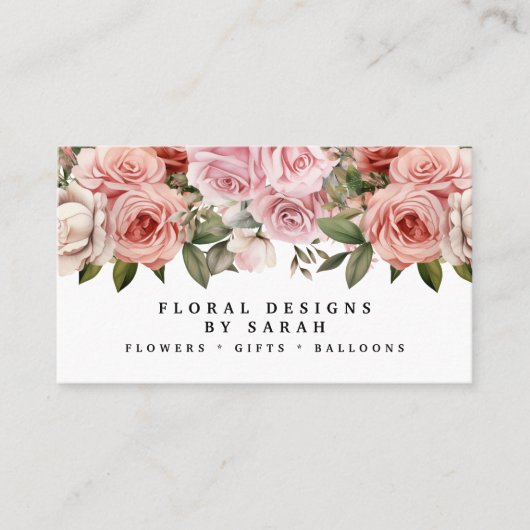 エレガントPink Roses名刺 名刺 (正面)