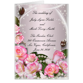 エレガントPink Roses And Pearlsプログラムカード