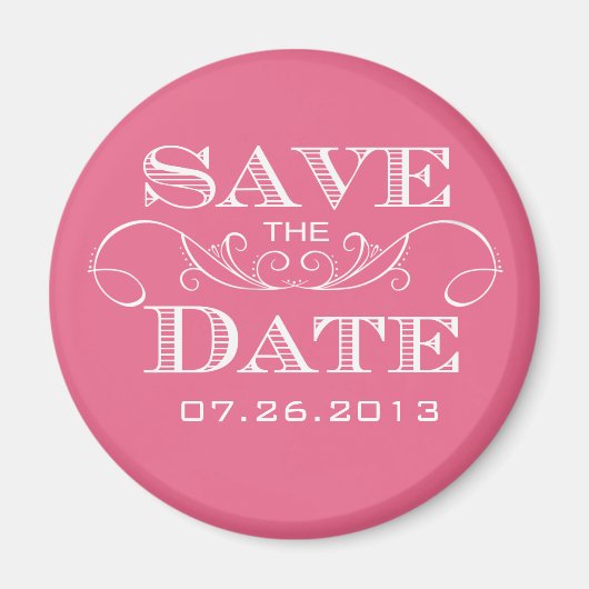 エレガントPink Save the Date Magnet マグネット (正面)