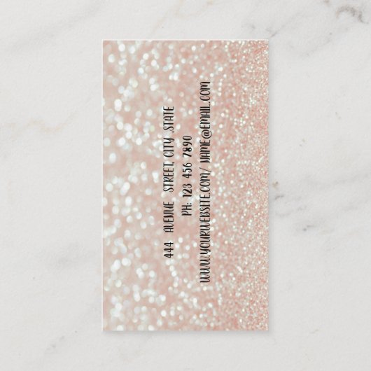 エレガントPink Sequins名刺 名刺 (裏面)