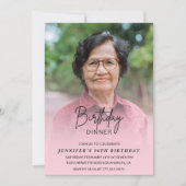 エレガントPink Shadow Dinner Photo 96th birthday 招待状 (正面)