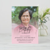 エレガントPink Shadow Dinner Photo 98th birthday 招待状 (スタンド正面)