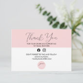 エレガントPink Thank You Business Logoパッケージ エンクロージャーカード (スタンド正面)