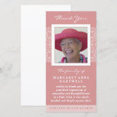 エレガントPink Thank You Memorial Photo Card サンキューカード (正面/裏面)