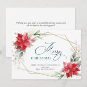 エレガントPoinsettiaクリスマスグリーティ企業のング シーズンカード (正面/裏面)