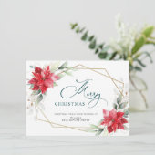 エレガントPoinsettiaクリスマスグリーティ企業のング シーズンカード (スタンド正面)