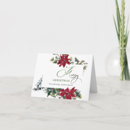 エレガントPoinsettiaクリスマスグリーティ企業のング シーズンカード