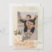 エレガントPoinsettia写真最高の新年 シーズンカード (正面)