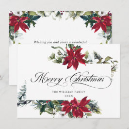 エレガントPoinsettia Mistletoe Christmas Greeting シーズンカード