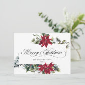 エレガントPoinsettia Mistletoe Christmas Greeting シーズンカード (スタンド正面)