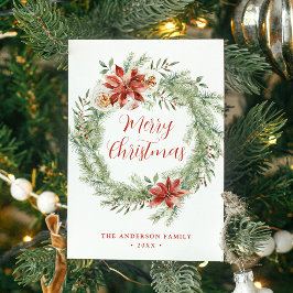 エレガントPoinsettiasとGreenery非写真 シーズンカード