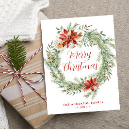 エレガントPoinsettiasとGreenery非写真 シーズンポストカード