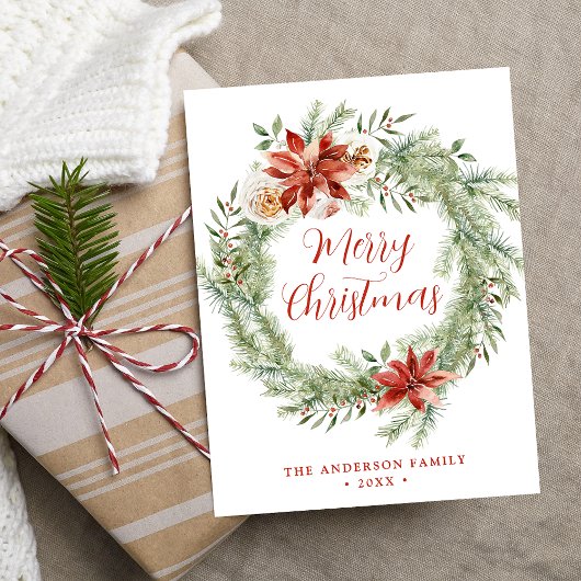 エレガントPoinsettiasとGreenery非写真 シーズンポストカード