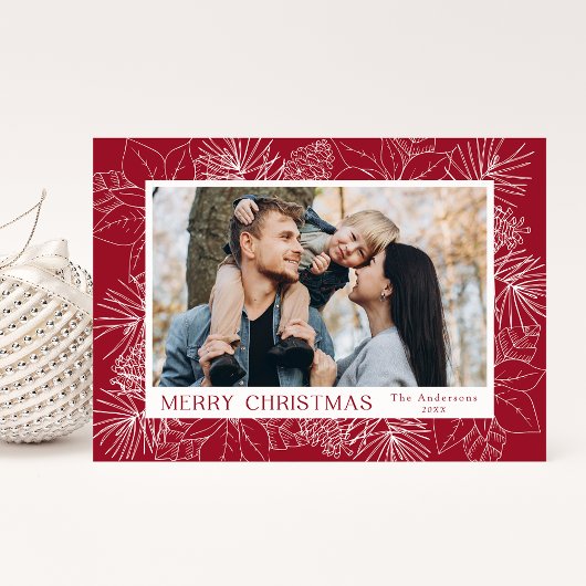 エレガントPoinsettiasとPine Conesの写真 シーズンカード