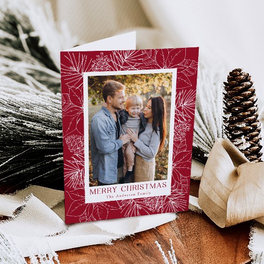 エレガントPoinsettiasとPinecones 2の写真 シーズンカード