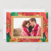 エレガントPoinsettias Christmas Photo シーズンカード (正面)