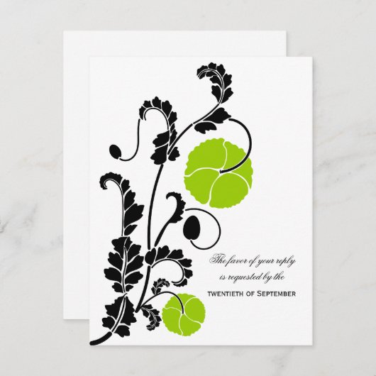 エレガントPoppy Wedding RSVP / Reply Cards (正面/裏面)