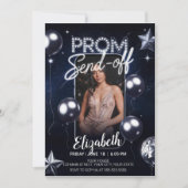 エレガントProm Send Off Dark Blueポートレート写真 招待状 (正面)
