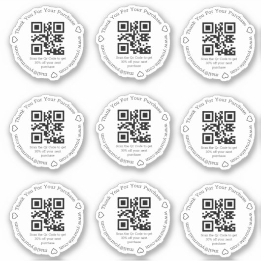 エレガントqrコード小さなビジネス割引感謝していあなた シール (正面)