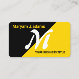 (エレガントQRコード)モノグラムモダンブラック金ゴールド 名刺