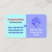 (エレガントQRコード)青モダンプロフェッショナル 名刺 (裏面)