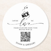 エレガントQRコードCapture the Loveフォト共有 ラウンドペーパーコースター (正面)