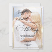 エレガントQRコードRSVP写真モダン結婚の 招待状 (正面)