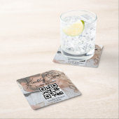 エレガントqrコー結婚ドの写真 スクエアペーパーコースター (インサイチュ)