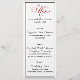 エレガントRed Black & White Scriptのメ結婚ニュー・カード メニュー