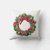 エレガントRed Bow、Holly、Pin付きクリスマスリース クッション (裏面)