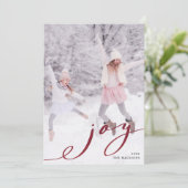 エレガントRed Christmas Joyミニマリスト写真 シーズンカード (スタンド正面)