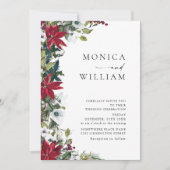 エレガントRed Poinsettia Christmas 結婚 Photo's 招待状 (正面)