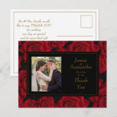 エレガントRed Rose -結婚s Thank You ポストカード (正面/裏面)