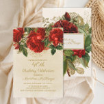 エレガントRed Roses Champagne 40th Birthday 招待状<br><div class="desc">シャンパンエレガントに美しい赤いバラ/タン誕生日40歳のパーティの招待状。</div>