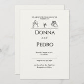 エレガントRomnticモノグラムクラス結婚式招待状 招待状 (正面/裏面)