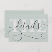 エレガントSage GreenとWrithuの結婚詳細 エンクロージャーカード (正面/裏面)