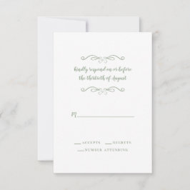 エレガントSage Greenの結婚ミニマクラシックリストRSVP 出欠カード