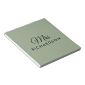 エレガントSage Greenカスタム Mrs Script Family Name ノートパッド (アングル)