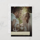 エレガントSage Greenフォトバナ結婚ーズ サンキューカード (正面/裏面)