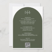 エレガントSage Green予算QRコード結婚 招待状 (裏面)