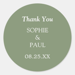 エレガントSage Green結婚's Thank You Sticker ラウンドシール