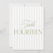 エレガントSage Green & Beigeの14結婚テーブル番号 招待状 (正面)