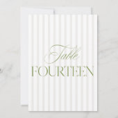 エレガントSage Green & Beigeの14結婚テーブル番号 招待状 (裏面)