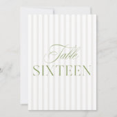 エレガントSage Green & Beigeの16結婚テーブル番号 招待状 (正面)