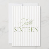 エレガントSage Green & Beigeの16結婚テーブル番号 招待状 (裏面)