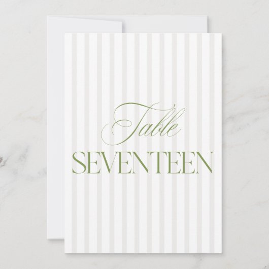 エレガントSage Green & Beigeの17結婚テーブル番号 招待状 (裏面)