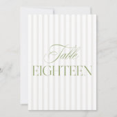 エレガントSage Green & Beigeの18結婚テーブル番号 招待状 (正面)