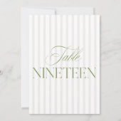 エレガントSage Green & Beigeの19結婚テーブル番号 招待状 (裏面)